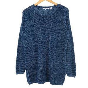 EIGHT EIGHT EIGHT 100% Cotton Marled Knit Sweater Women’s XL Blue Pullover